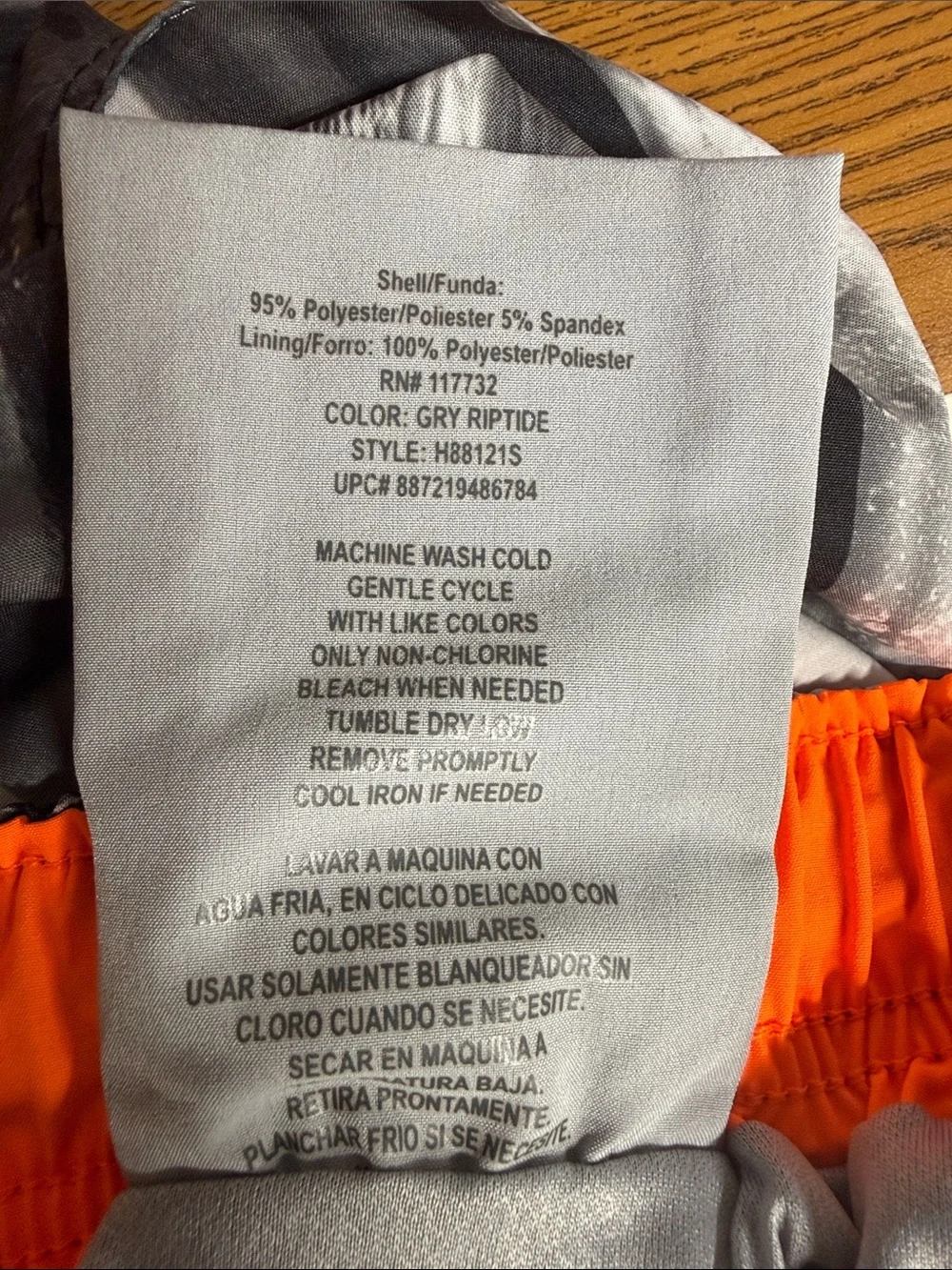 ZeroXposur Men's Black & White Graphic Swim Trunks with Orange Accents Size XL
